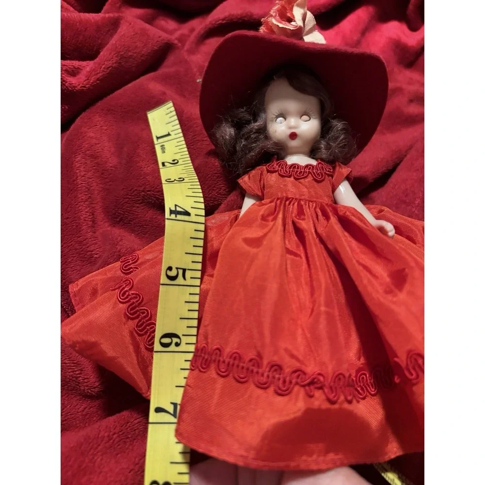 Nancy Ann Storybook Dolls Lady In Red Valentine Day 1940 Mohair Hair 7 inch